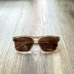 quay australia unplugged clear brown square polarized sunglasses eyewear NEW